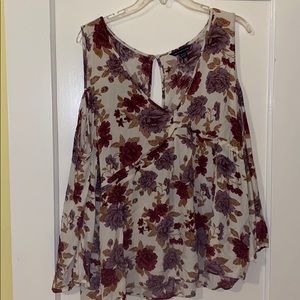 floral loose cold shoulder top
